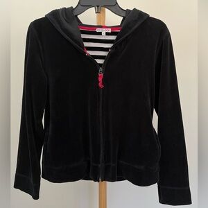 HUE Black Velour Hoodie with Red Accents Medium